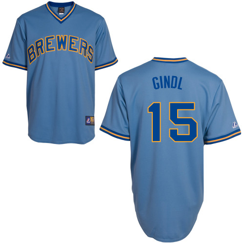 Caleb Gindl #15 Youth Baseball Jersey-Milwaukee Brewers Authentic Blue MLB Jersey